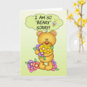 Traurige Karte "Beary" traurig mit Bären und (Gelbe Blume)