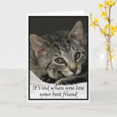 Traurige Katze spricht dem Verlust eines Haustiers Karte (Gelbe Blume)