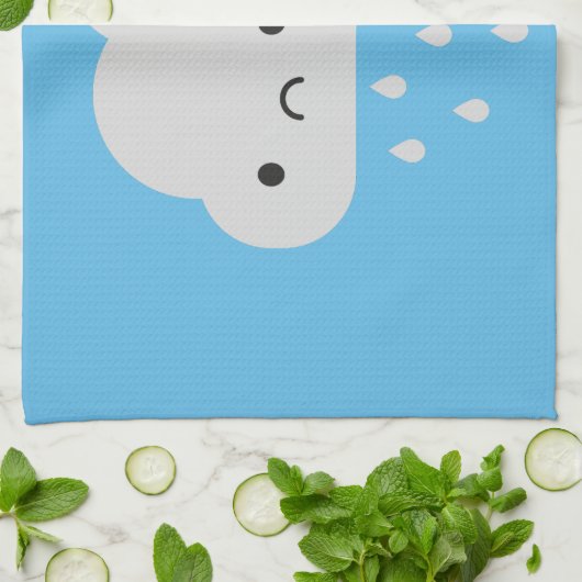 Traurige Kawaii Regen-Wolke Geschirrtuch (Gefaltet)