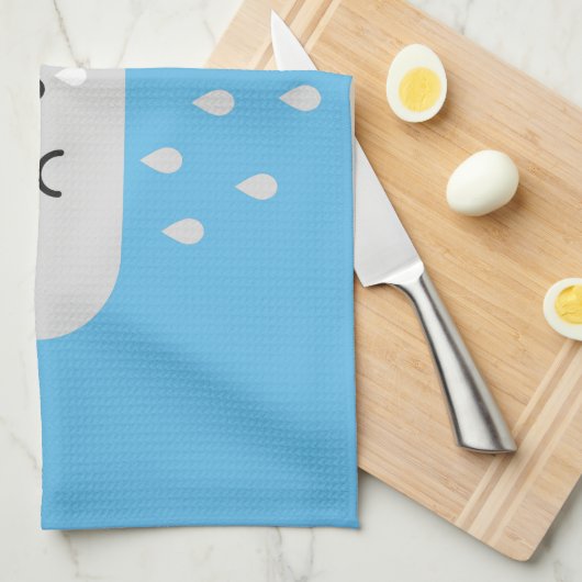 Traurige Kawaii Regen-Wolke Geschirrtuch (Viertel Falte)