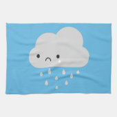 Traurige Kawaii Regen-Wolke Geschirrtuch (Horizontal)