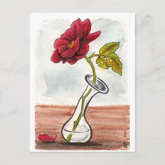 Traurige kleine Rose Postkarte (Vorderseite)