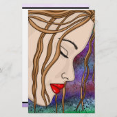 Traurige Lady in Deep Thep Digital Art Briefpapier (Vorne/Hinten)