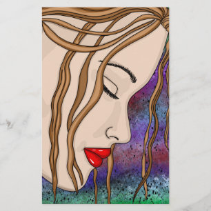Traurige Lady in Deep Thep Digital Art Briefpapier