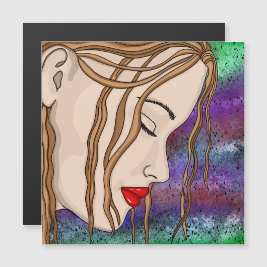 Traurige Lady in Deep Thep Digital Art Magnetkarte (Vorne/Hinten)