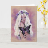 Traurige Lila Märchenschmetterlingskarte Karte (Gelbe Blume)