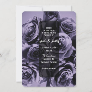 Traurige lila Rosen Blumenstrauß Hochzeit Einladung