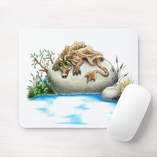Traurige Little Rockdrache-Mausunterlage Mousepad (Mit Mouse)