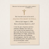 Traurige Mary zum Beerdigungsgedanken Gebet (Rückseite)