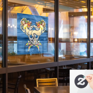 Traurige Meerjungfrauen vor Anker Fensteraufkleber