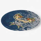 Traurige Meerjungfrauen vor Anker Pappteller (Schrägansicht)