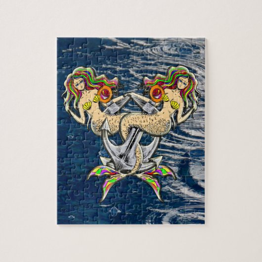 Traurige Meerjungfrauen vor Anker Puzzle (Vertikal)