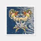 Traurige Meerjungfrauen vor Anker Serviette (Vorderseite)