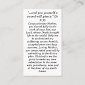 Traurige Mutter-Gebetskarte Telefonnummerkarte (Rückseite)