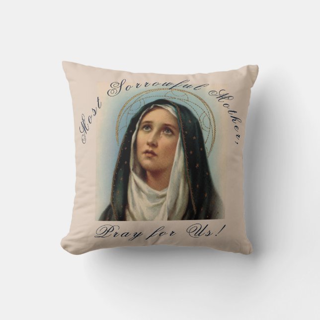 Traurige Mutter Seven Sorrows Kissen (Vorderseite)