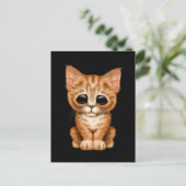 Traurige Niedliche Orange Tabby Kitten Cat Black Postkarte (Stehend Vorderseite)