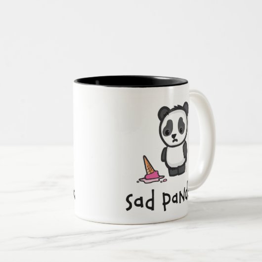 Traurige Panda-Tasse Zweifarbige Tasse (VorderseiteRechts)