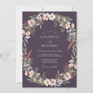 Traurige Pflaumen-Kranz-Hochzeit Einladung