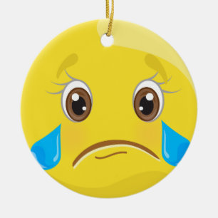 Traurige Risse Emoji Weihnachtsverzierung Keramik Ornament