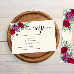 Traurige Rote und Pflaume Lila Hochzeit RSVP Karte
