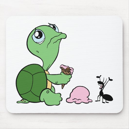 Traurige Schildkröte-glückliche Ameise Mousepad (Vorne)