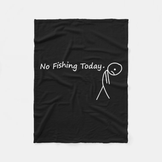 Traurige Stäbchenfigur Angler Kein Angeln Heute Fa Fleecedecke (Vorderseite)