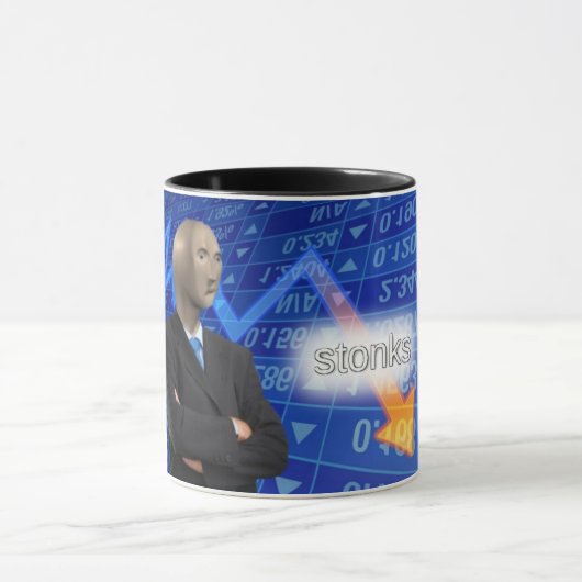 Traurige Stonks Meme Tasse (Zentrum)