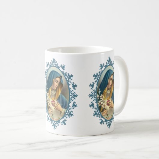 Traurige tadellose Herz-Jungfrau-Mutter Mary Kaffeetasse (VorderseiteRechts)