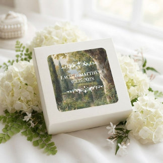 Traurige Vintage-Landschaft-Hochzeitsaufkleber Quadratischer Aufkleber