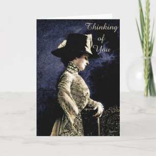 Traurige Vintage Viktorianische Frau mit Feather H Karte