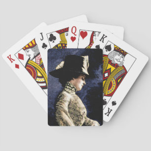 Traurige Vintage Viktorianische Frau mit Feather H Spielkarten