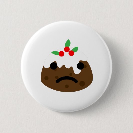 traurige Weihnachtspudding Button (Vorderseite)