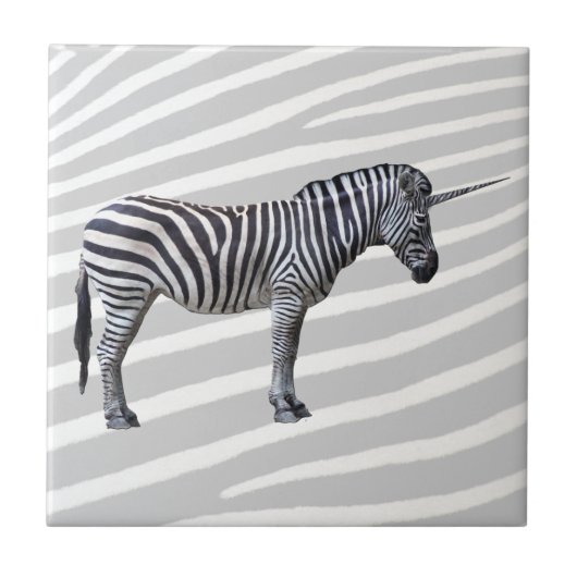 Traurige Zebra-Einhorn-Fliese Fliese (Vorderseite)