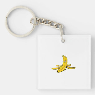 Traurige zerdrückte Banane Cartoon-Illustration Schlüsselanhänger