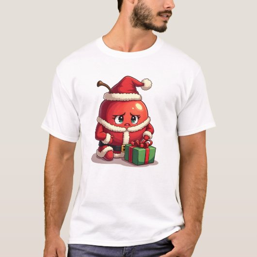Trauriger Apple zu Weihnachten T-Shirt (Vorderseite)