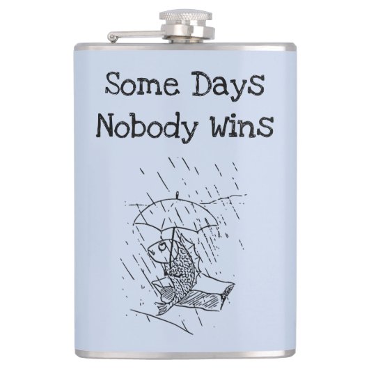Trauriger Cartoon Fish Bad Day Beileid Flachmann (Vorderseite)