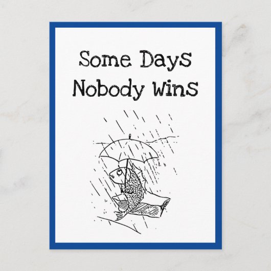 Trauriger Cartoon Fish Bad Day Beileid Postkarte (Vorderseite)