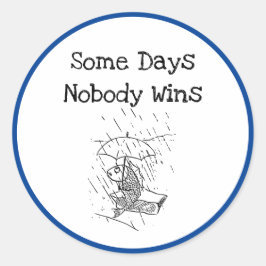 Trauriger Cartoon Fish Bad Day Beileid Runder Aufkleber