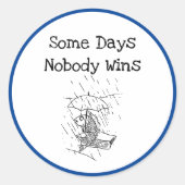 Trauriger Cartoon Fish Bad Day Beileid Runder Aufkleber (Vorderseite)