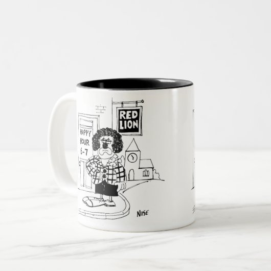 Trauriger Clown im Freien für eine gute Stunde Gew Zweifarbige Tasse (Vorderseite Links)