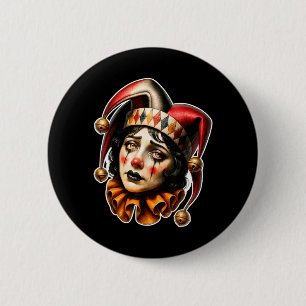 Trauriger Clown Narr Button