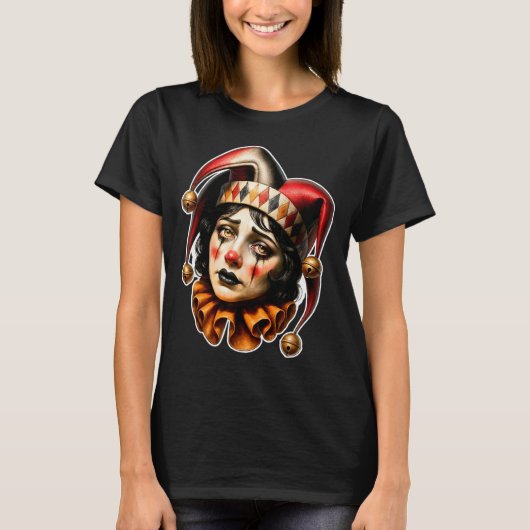 Trauriger Clown Narr T-Shirt (Vorderseite)