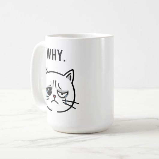 Trauriger Cry Meme "WHY" - Kaffeetasse (Vorderseite Links)