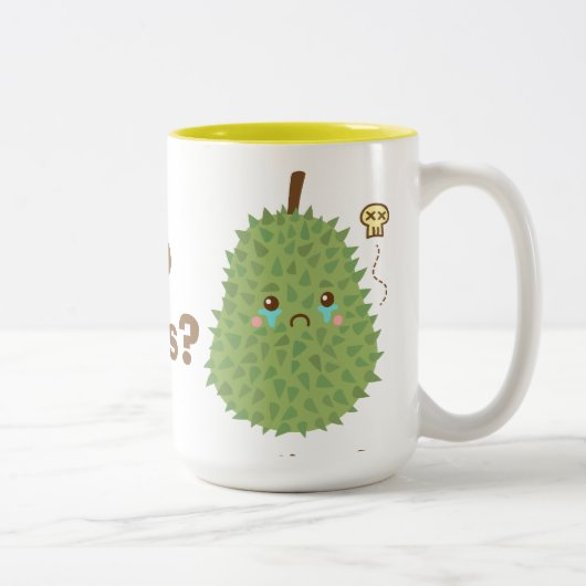 Trauriger Durian, der keine Umarmungen erhält Zweifarbige Tasse (Rechts)