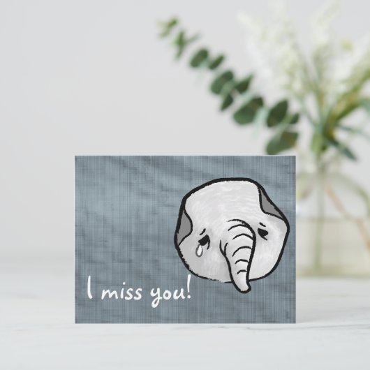 Trauriger Elefant Postkarte (Stehend Vorderseite)
