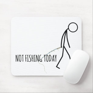 Trauriger Fischer-Strichmännchen auf Weiß Mousepad