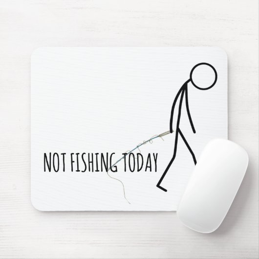 Trauriger Fischer-Strichmännchen auf Weiß Mousepad (Mit Mouse)