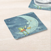Trauriger Frosch auf Mond Rechteckiger Pappuntersetzer (angewinkelt)