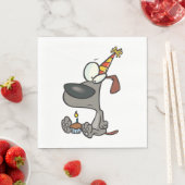 Trauriger Geburtstagshund-Cartoon mit Cupcake Serviette (Beispiel)