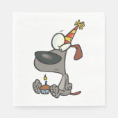 Trauriger Geburtstagshund-Cartoon mit Cupcake Serviette (Vorderseite)